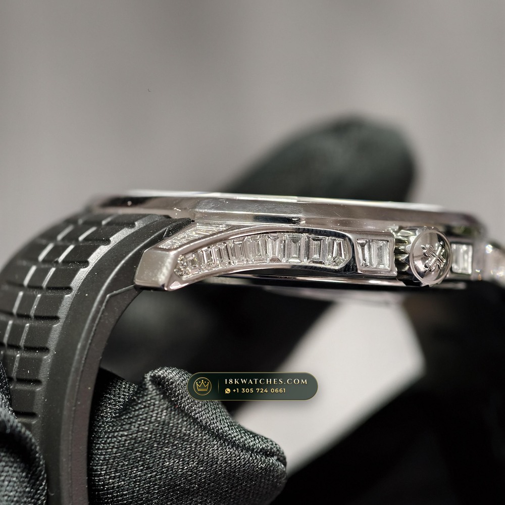 Patek Philippe Aquanaut Haute Joaillerie Baguette Diamond Bezel 18K White Gold Ref. 5167/300G-010 — Studio Gallery Plate VII in 18K White Gold Au750 (108.4g Verified Mass, Patek Philippe Cal. 324 S C - 21K Gold Rotor)