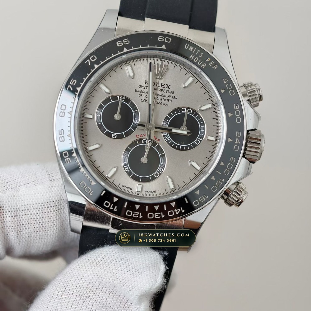 Rolex Cosmograph Daytona 18K White Gold Ref. 126519LN — Studio Gallery Plate III in 18K White Gold Au750 (160.8g Verified Mass, Rolex Manufacture Cal. 4131 - 72h Power Reserve)