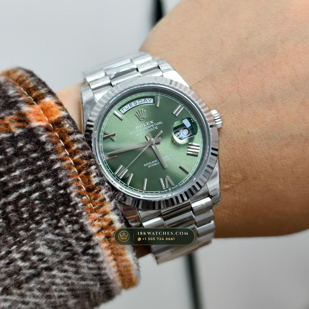 Rolex Day-Date 40 18K White Gold Geneva Atelier Spec Ref. 228239 — Studio Gallery Plate VIII in 18K White Gold Au750 (210.9g Verified Mass, Rolex Manufacture Cal. 3255 - 70h Power Reserve)