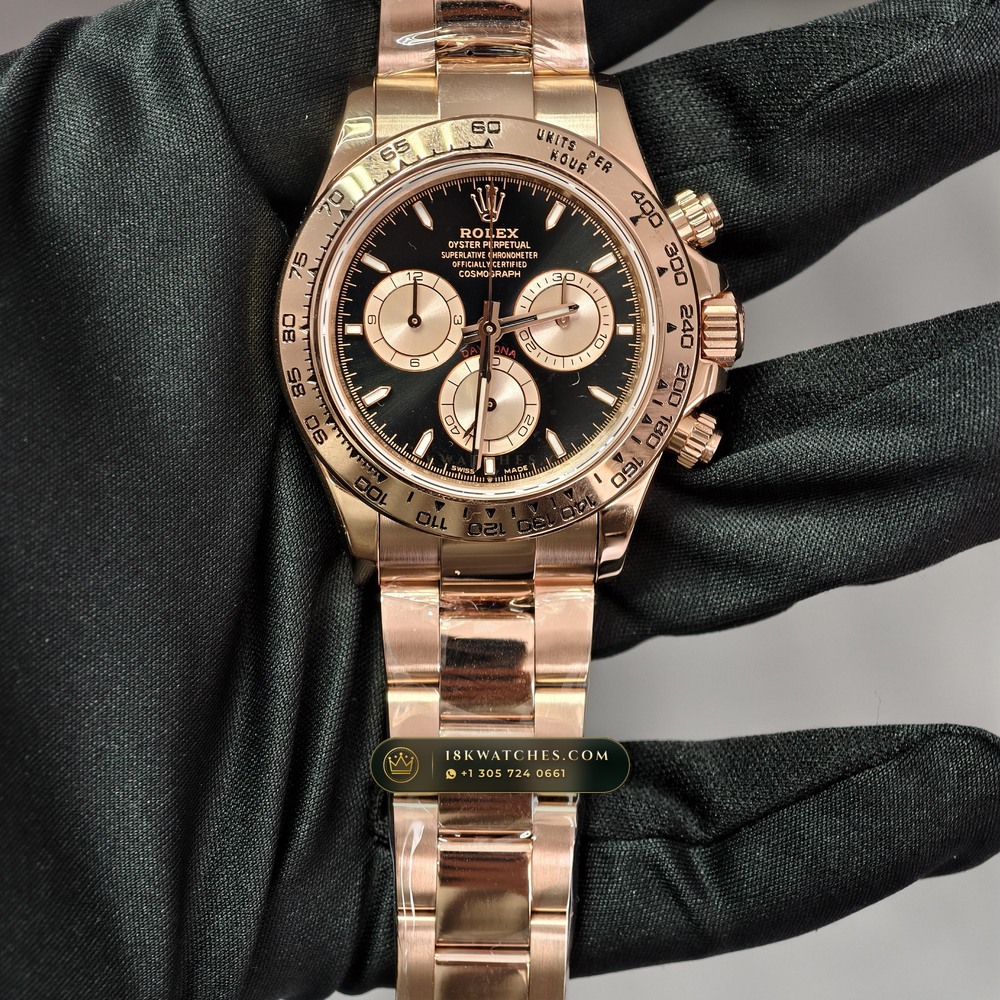 Rolex Cosmograph Daytona 18K Everose Gold Hand-Chamfered Bevel Spec Ref. 126505
