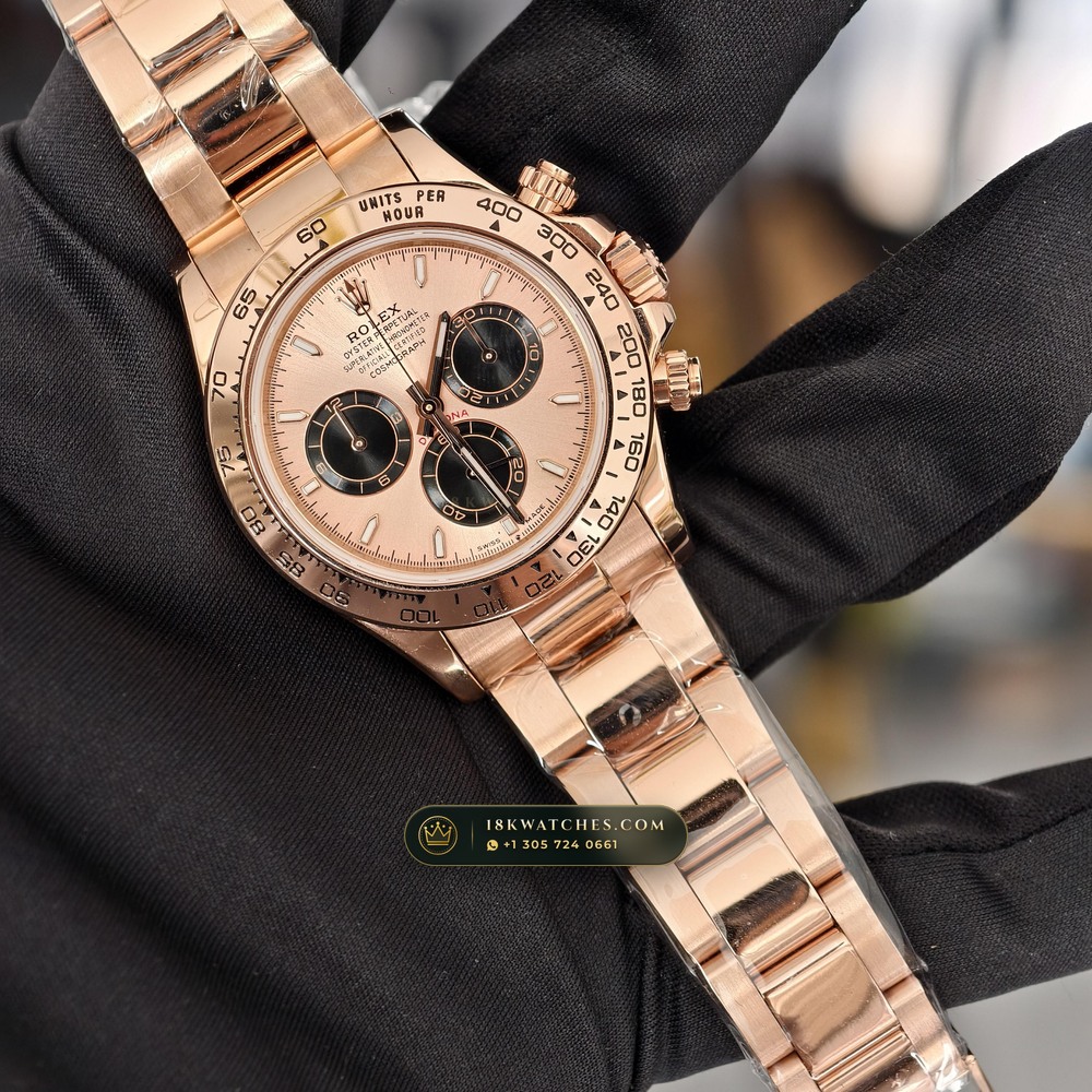 Rolex Cosmograph Daytona 18K Everose Gold Sapphire Caseback Spec Ref. 126505 — Studio Gallery Plate III in 18K Rose Gold Au750 (216.1g Verified Mass, Rolex Manufacture Cal. 4131 - 72h Power Reserve)