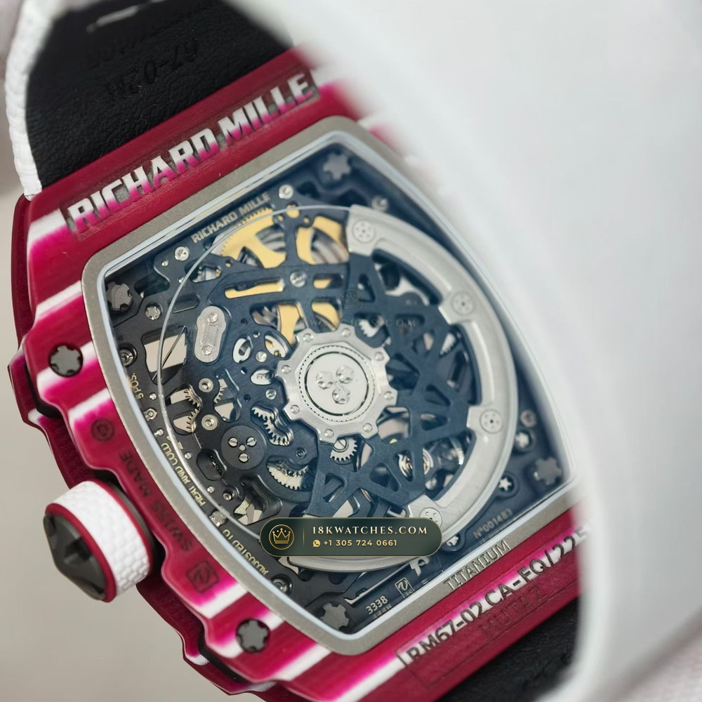 Richard Mille RM 67-02 Automatic Extra-Flat Mutaz Barshim Crimson Quartz TPT Geneva Atelier Spec — Studio Gallery Plate VI in Carbon TPT & Grade 5 Titanium (33.2g Verified Mass, Richard Mille Cal. CRMA7 Skeletonized Titanium)