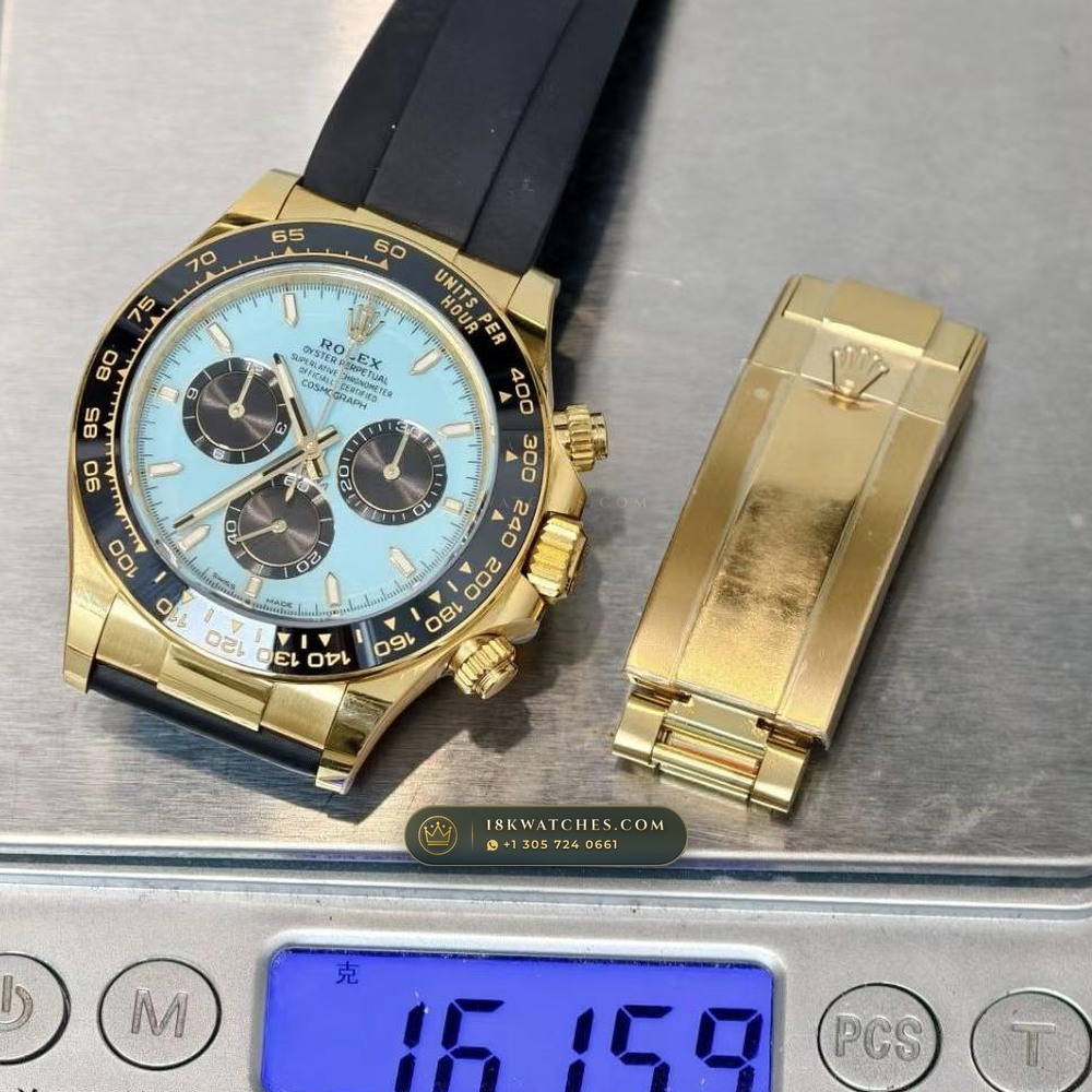 Rolex Cosmograph Daytona Tiffany Blue Dial 18K Yellow Gold Ref. 126518LN — Studio Gallery Plate IX in 18K Yellow Gold Au750 (160.5g Verified Mass, Rolex Manufacture Cal. 4131 - 72h Power Reserve)