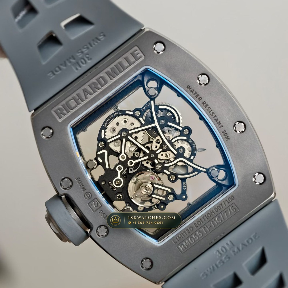 Richard Mille RM 055 Bubba Watson Manual Winding Geneva Atelier Spec — Studio Gallery Plate VII in ATZ White Ceramic & Grade 5 Titanium (66.3g Verified Mass, Richard Mille Cal. RMUL2 Grade 5 Titanium Skeleton)