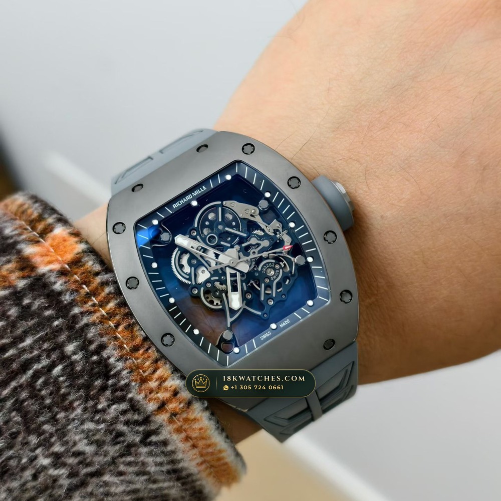 Richard Mille RM 055 Bubba Watson Manual Winding Geneva Atelier Spec — Studio Gallery Plate IX in ATZ White Ceramic & Grade 5 Titanium (66.3g Verified Mass, Richard Mille Cal. RMUL2 Grade 5 Titanium Skeleton)