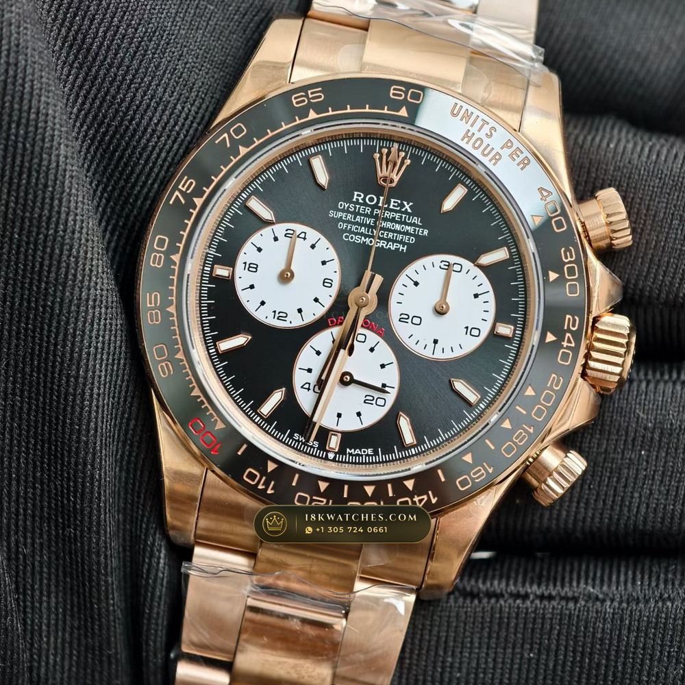 Rolex Cosmograph Daytona Le Mans 100th Anniversary 18K Everose Gold Chronometer Regulated Spec Ref. 126525LN — Studio Gallery Plate III in 18K Rose Gold Au750 (216.9g Verified Mass, Rolex Manufacture Cal. 4132 - 24h Le Mans)
