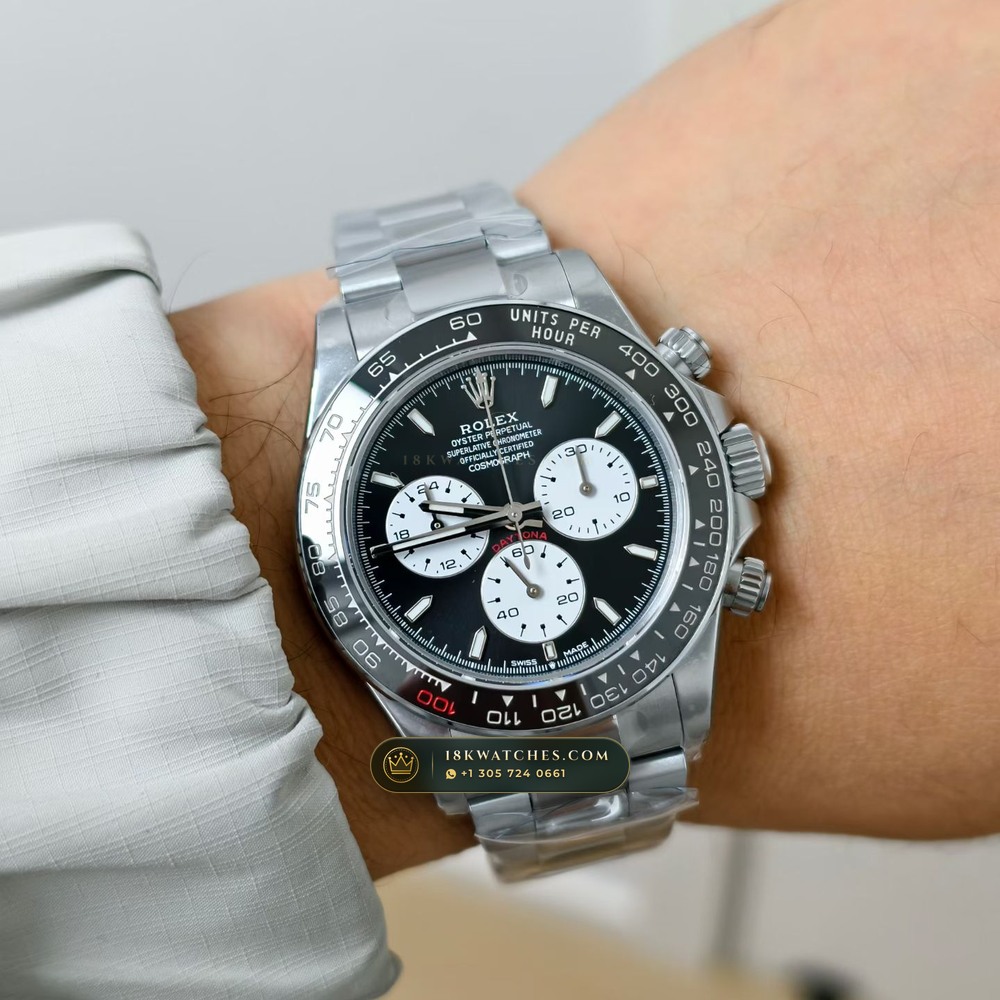Rolex Cosmograph Daytona Le Mans 100th Anniversary 18K White Gold Geneva Atelier Spec Ref. 126529LN — Studio Gallery Plate VII in 18K White Gold Au750 (216.8g Verified Mass, Rolex Manufacture Cal. 4132 - 24h Le Mans)
