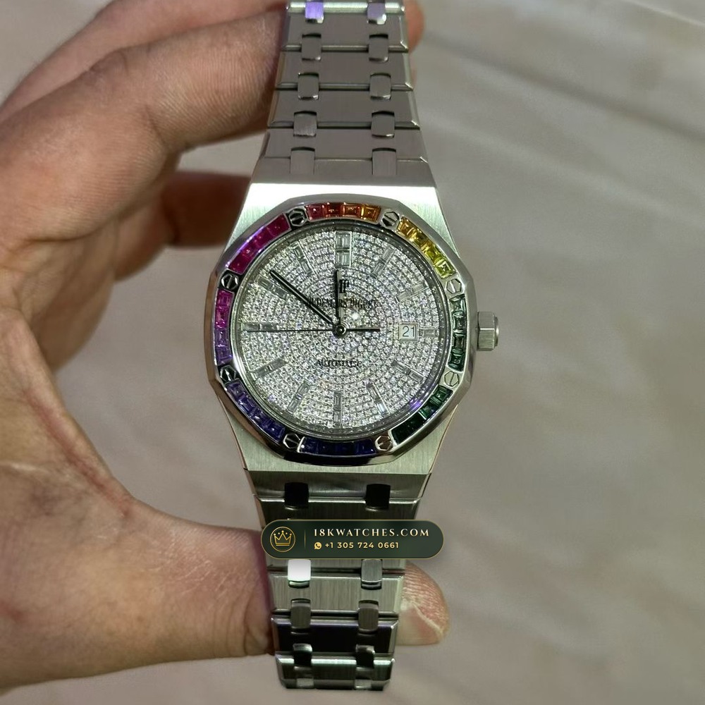 Audemars Piguet Royal Oak Double Balance Wheel Openworked Rainbow 18K White Gold Ref. 15413BC.YY.1220BC.01 — Studio Gallery Plate V in 18K White Gold Au750 (224.1g Verified Mass, Audemars Piguet Cal. 3132 Dual-Balance Openworked)