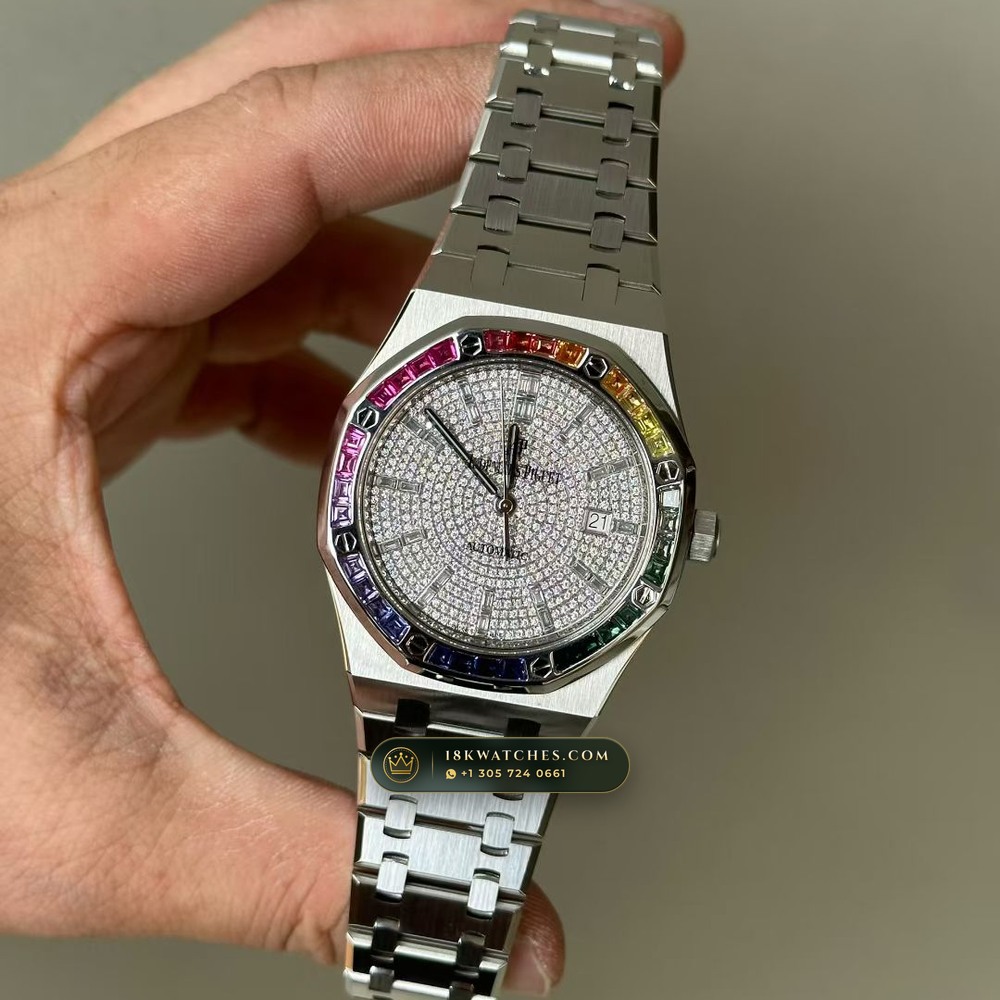 Audemars Piguet Royal Oak Double Balance Wheel Openworked Rainbow 18K White Gold Ref. 15413BC.YY.1220BC.01 — Studio Gallery Plate VI in 18K White Gold Au750 (224.1g Verified Mass, Audemars Piguet Cal. 3132 Dual-Balance Openworked)