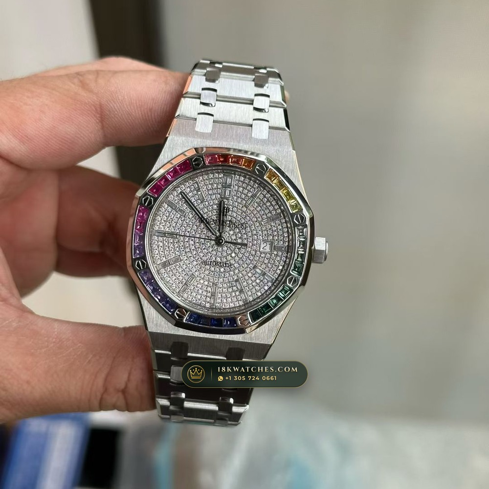 Audemars Piguet Royal Oak Double Balance Wheel Openworked Rainbow 18K White Gold Ref. 15413BC.YY.1220BC.01 — Studio Gallery Plate VIII in 18K White Gold Au750 (224.1g Verified Mass, Audemars Piguet Cal. 3132 Dual-Balance Openworked)