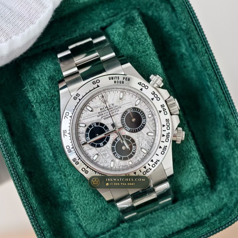 Rolex Cosmograph Daytona Gibeon Meteorite Dial 18K White Gold Ref. 116509 — Studio Gallery Plate II in 18K White Gold Au750 (216.9g Verified Mass, Rolex Manufacture Cal. 4130 - 72h Power Reserve)
