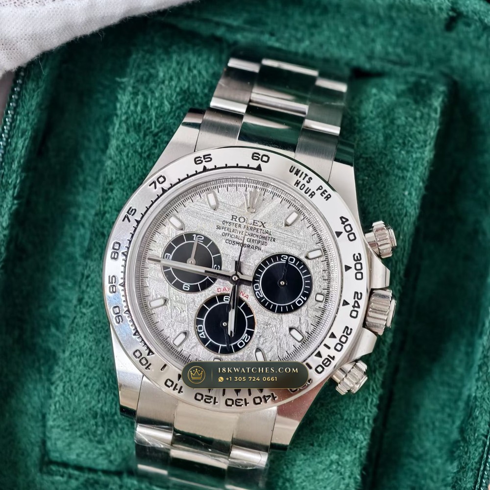 Rolex Cosmograph Daytona Gibeon Meteorite Dial 18K White Gold Ref. 116509 — Studio Gallery Plate III in 18K White Gold Au750 (216.9g Verified Mass, Rolex Manufacture Cal. 4130 - 72h Power Reserve)