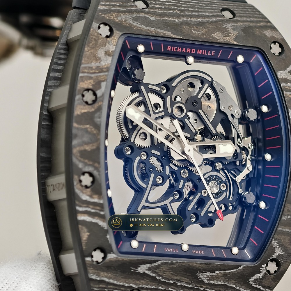 Richard Mille RM 055 Bubba Watson Manual Winding Americas Limited Edition Geneva Atelier Spec — Studio Gallery Plate IV in Carbon TPT & Grade 5 Titanium (66.9g Verified Mass, Richard Mille Cal. RMUL2 Grade 5 Titanium Skeleton)