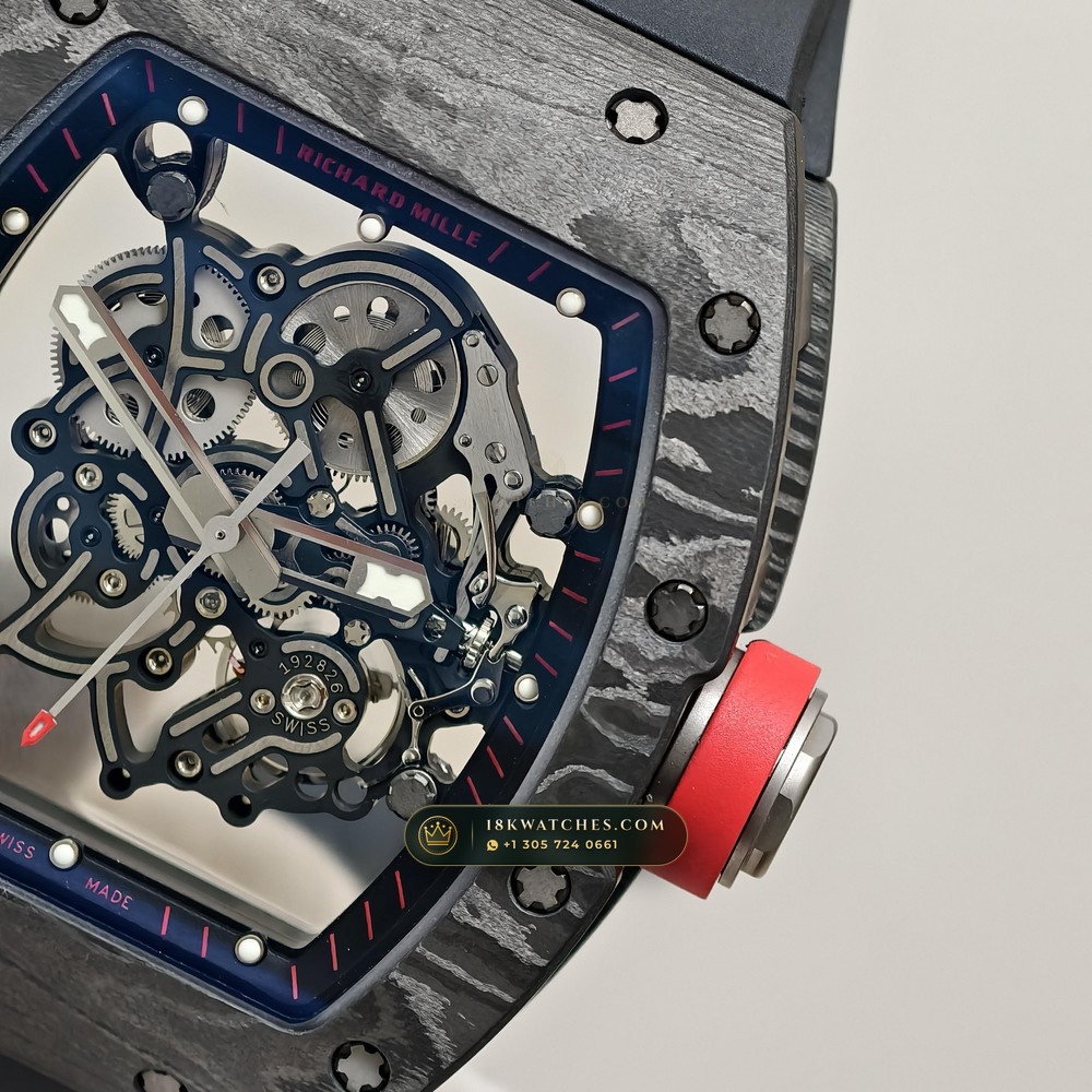Richard Mille RM 055 Bubba Watson Manual Winding Americas Limited Edition Geneva Atelier Spec — Studio Gallery Plate V in Carbon TPT & Grade 5 Titanium (66.9g Verified Mass, Richard Mille Cal. RMUL2 Grade 5 Titanium Skeleton)