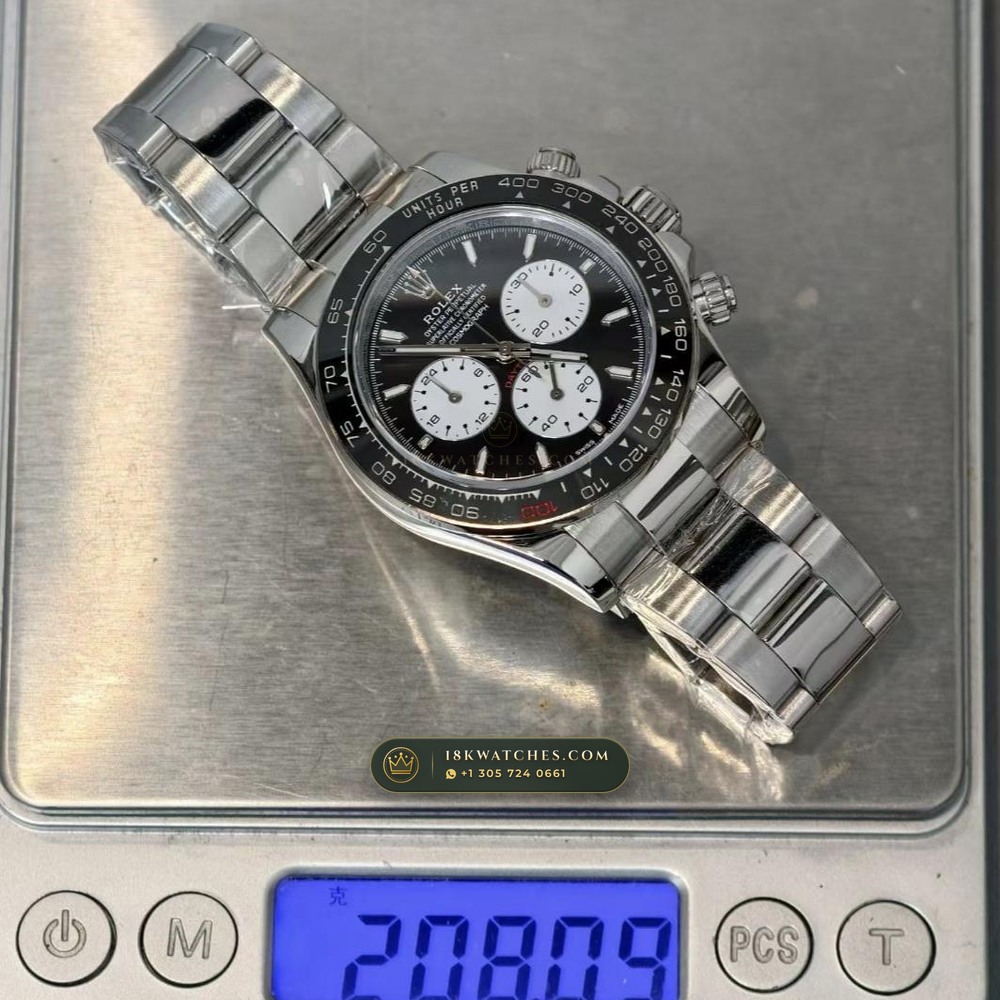 Rolex Cosmograph Daytona Le Mans 100th Anniversary 18K White Gold Free-Sprung Calibre Ref. 126529LN — Studio Gallery Plate VIII in 18K White Gold Au750 (216.7g Verified Mass, Rolex Manufacture Cal. 4132 - 24h Le Mans)