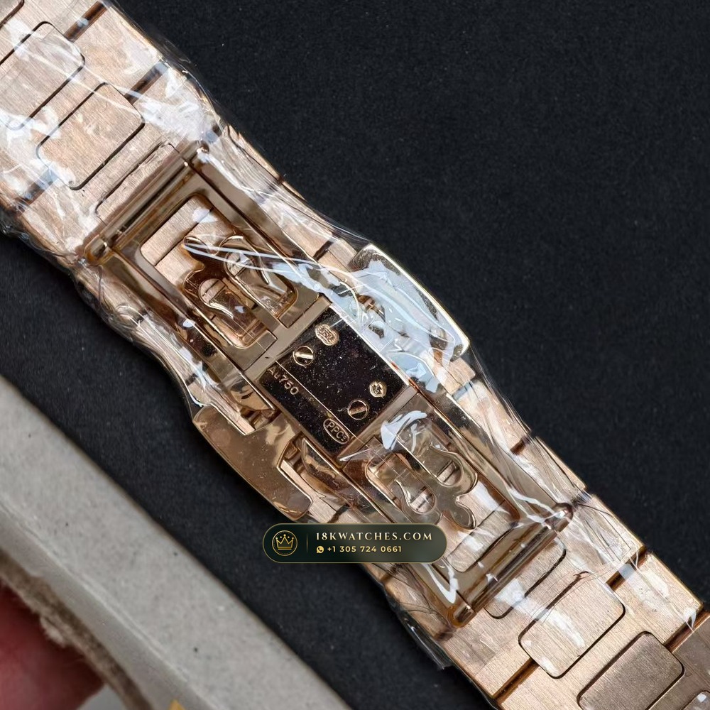 Patek Philippe Nautilus Moonphase & Power Reserve Full Solid 18K Rose Gold Bracelet Ref. 5712/1R-001 — Studio Gallery Plate V in 18K Rose Gold Au750 (185.2g Verified Mass, Patek Philippe Cal. 240 PS IRM C LU - 22K Gold Micro-Rotor)