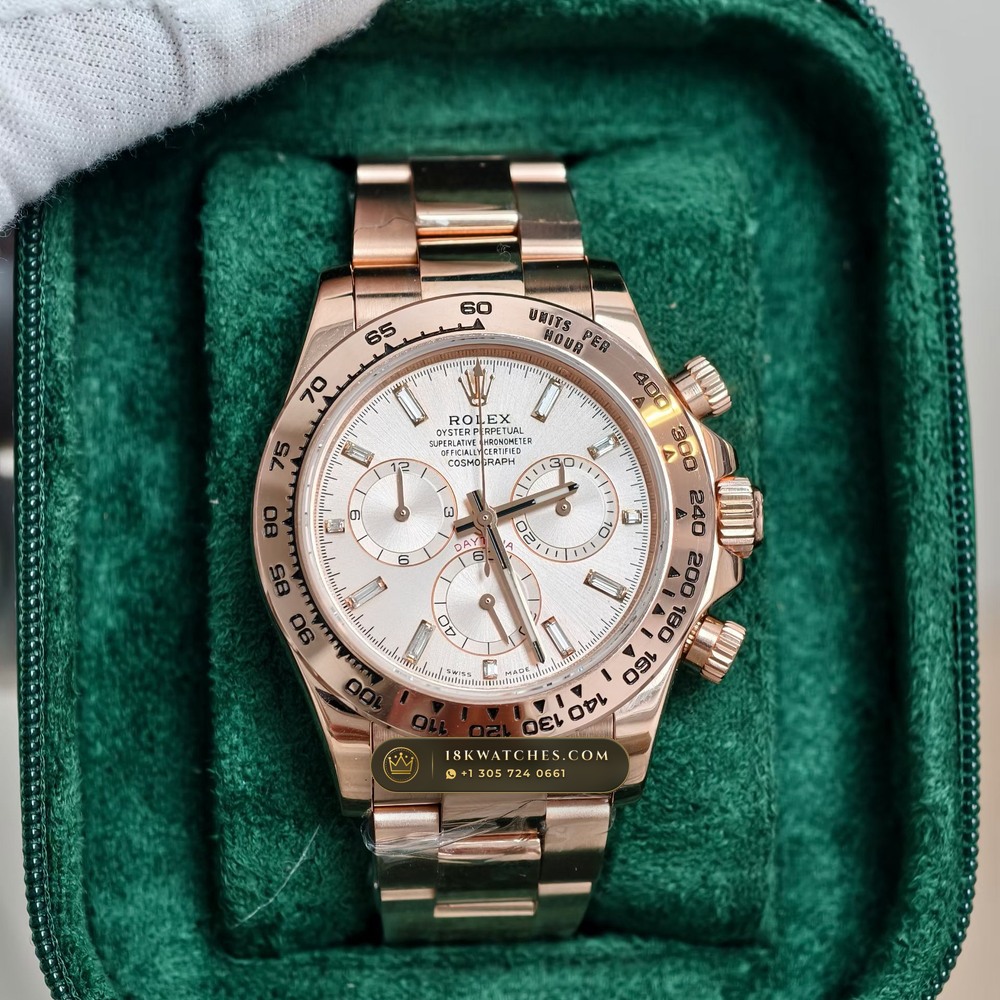 Rolex Cosmograph Daytona 18K Everose Gold Hand-Finished Buff Dial Deep Crystal Optics Ref. 116505