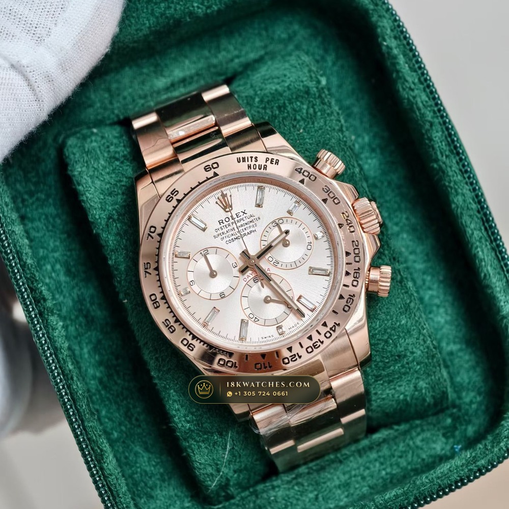 Rolex Cosmograph Daytona 18K Everose Gold Hand-Finished Buff Dial Deep Crystal Optics Ref. 116505 — Studio Gallery Plate III in 18K Rose Gold Au750 (216.1g Verified Mass, Rolex Manufacture Cal. 4130 - 72h Power Reserve)