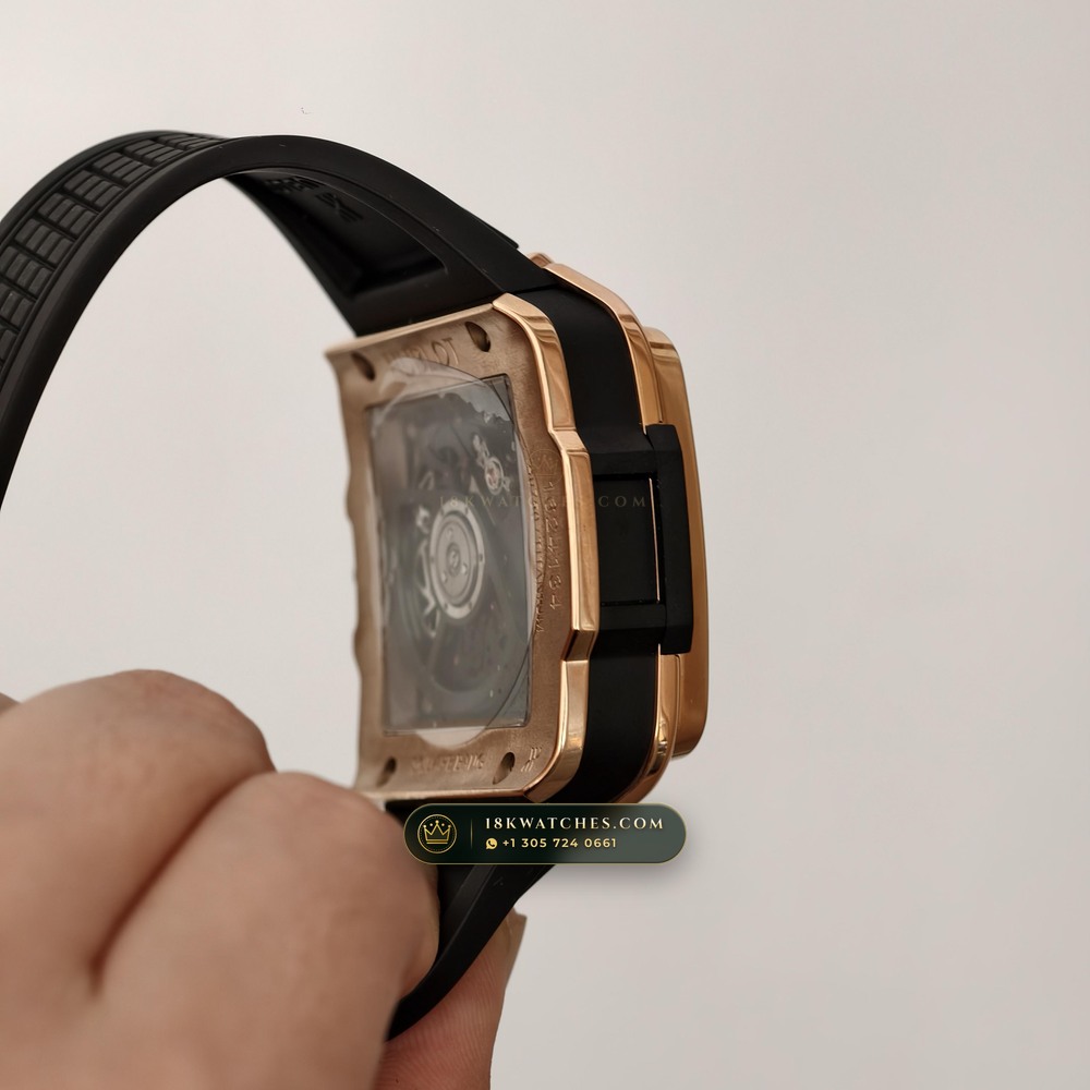 Hublot Square Bang Unico Chronograph 42mm 18K King Gold Ref. 821.OX.0180.RX — Studio Gallery Plate III in 18K Rose Gold Au750 (120.8g Verified Mass, Hublot Unico Flyback Chronograph Cal. HUB1280)