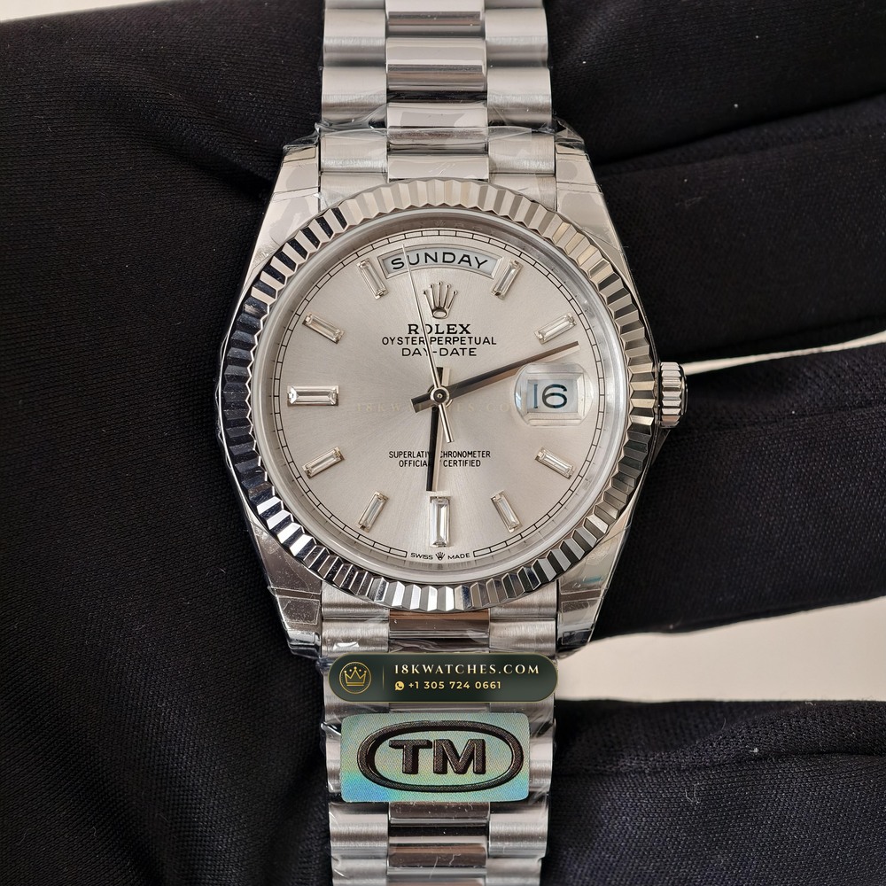 Rolex Day-Date 40 Iridescent Natural Mother-of-Pearl Dial 18K White Gold Ref. 228239