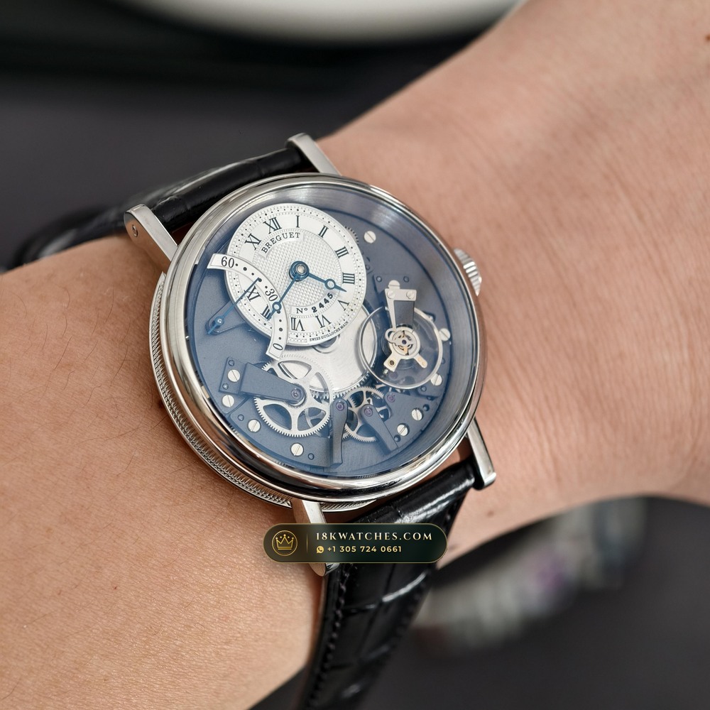 Breguet Tradition Automatique Seconde Retrograde 40mm 18K White Gold Ref. 7097BB/G1/9WU — Studio Gallery Plate VI in 18K White Gold Au750 (86.8g Verified Mass, Breguet Manufacture Cal. 505SR1 - Inverted Silicon Escapement)