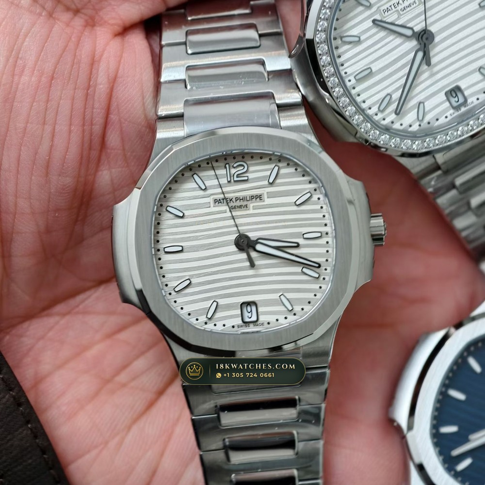 Patek Philippe Nautilus Ladies Automatic 35.2mm Diamond Bezel Ref. 7118/1200A-001 — Studio Gallery Plate II in 904L Stainless Steel Custom Architecture (96.2g Verified Mass, Patek Philippe Cal. 324 S C - 21K Gold Rotor)