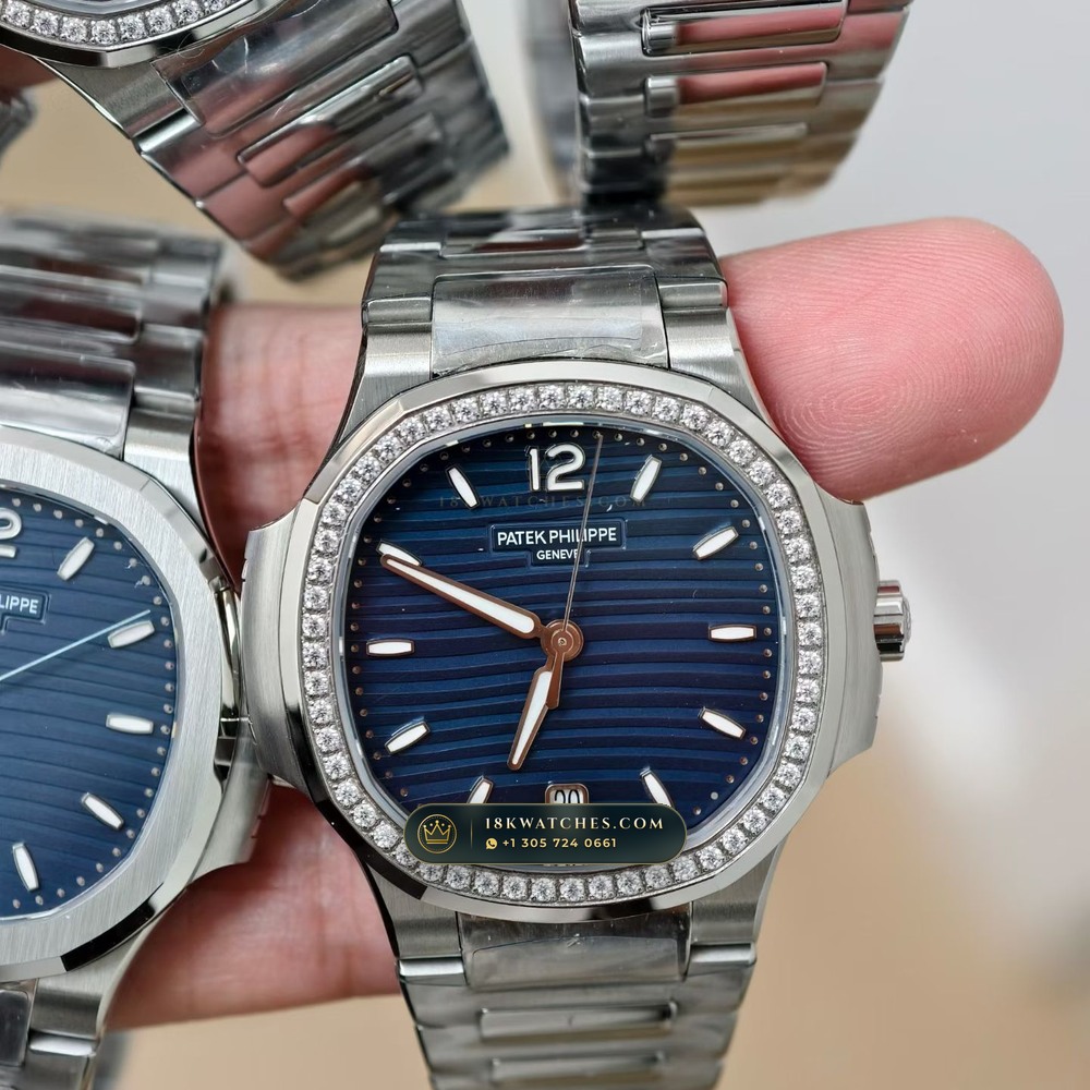 Patek Philippe Nautilus Ladies Automatic 35.2mm Diamond Bezel Ref. 7118/1200A-001 — Studio Gallery Plate VI in 904L Stainless Steel Custom Architecture (96.2g Verified Mass, Patek Philippe Cal. 324 S C - 21K Gold Rotor)