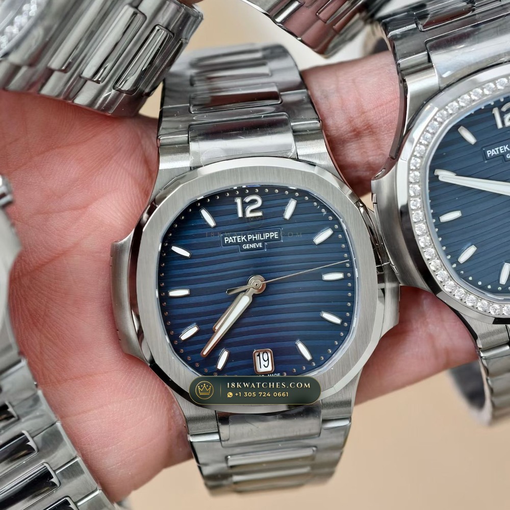Patek Philippe Nautilus Ladies Automatic 35.2mm Diamond Bezel Ref. 7118/1200A-001 — Studio Gallery Plate VII in 904L Stainless Steel Custom Architecture (96.2g Verified Mass, Patek Philippe Cal. 324 S C - 21K Gold Rotor)