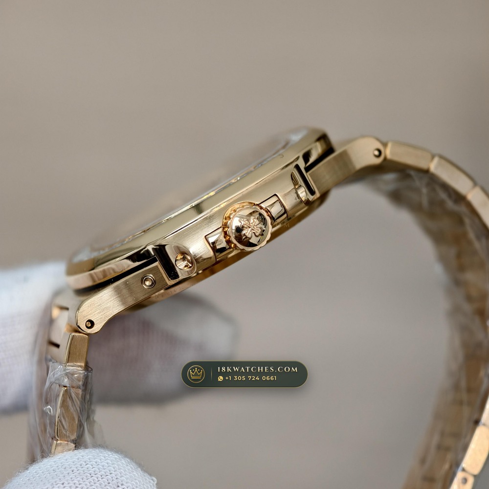 Patek Philippe Nautilus Moonphase & Power Reserve Diamond-Set Bezel 18K Rose Gold Ref. 5712R — Studio Gallery Plate VI in 18K Rose Gold Au750 (106.0g Verified Mass, Patek Philippe Cal. 240 PS IRM C LU - 22K Gold Micro-Rotor)