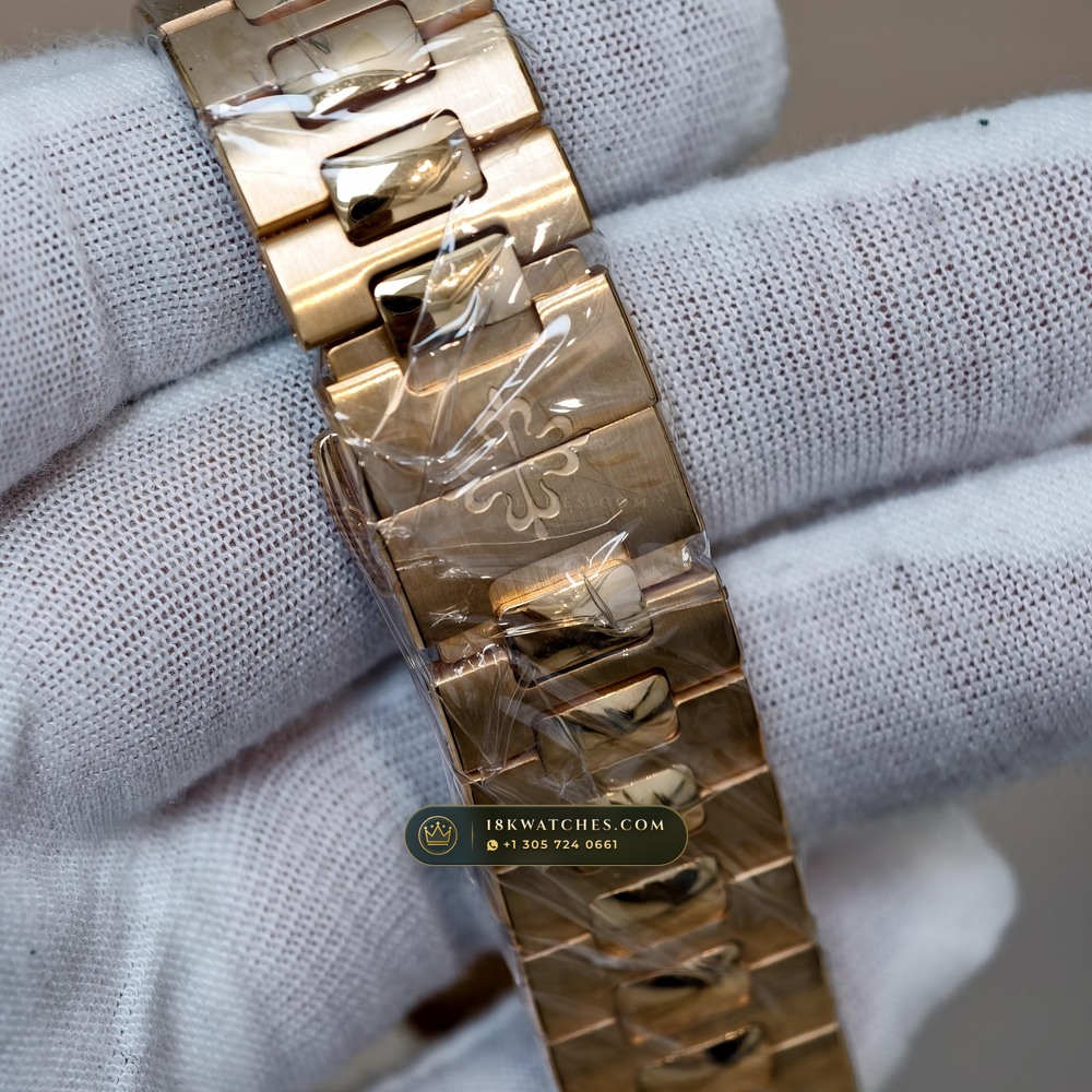 Patek Philippe Nautilus Moonphase & Power Reserve Diamond-Set Bezel 18K Rose Gold Ref. 5712R — Studio Gallery Plate VII in 18K Rose Gold Au750 (106.0g Verified Mass, Patek Philippe Cal. 240 PS IRM C LU - 22K Gold Micro-Rotor)