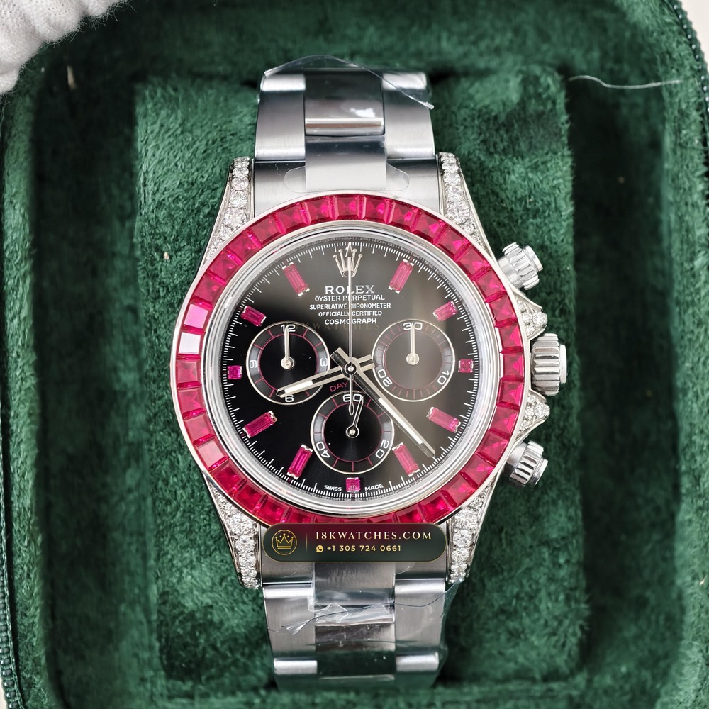 Rolex Cosmograph Daytona Baguette Ruby Bezel 18K White Gold Ref. 126599TRU