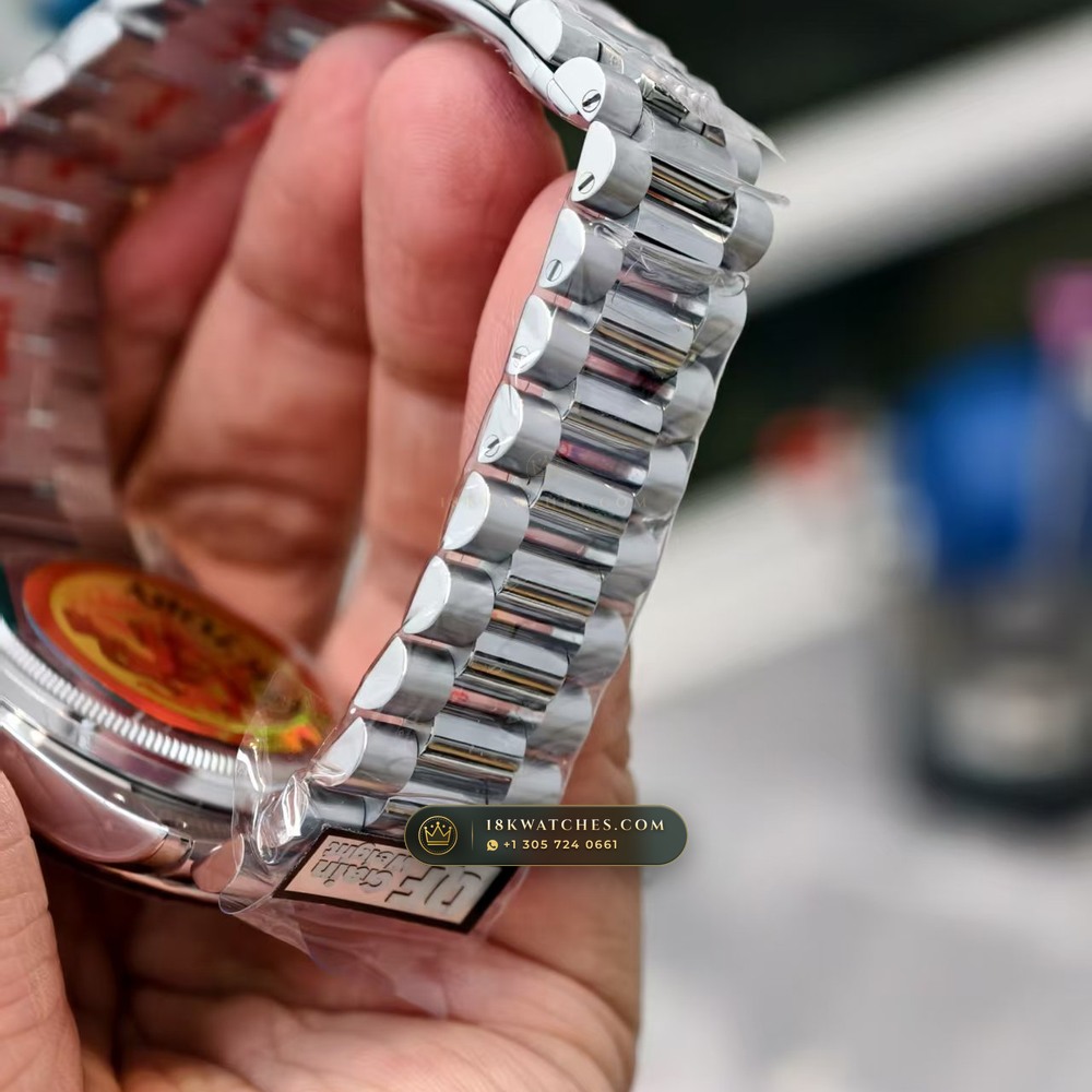 Rolex Day-Date 40 Ice-Blue Eastern Arabic Dial 950 Platinum Ref. 228206 — Studio Gallery Plate VI in 950 Platinum Pt950 (280.4g Verified Mass, Rolex Manufacture Cal. 3255 - 70h Power Reserve)