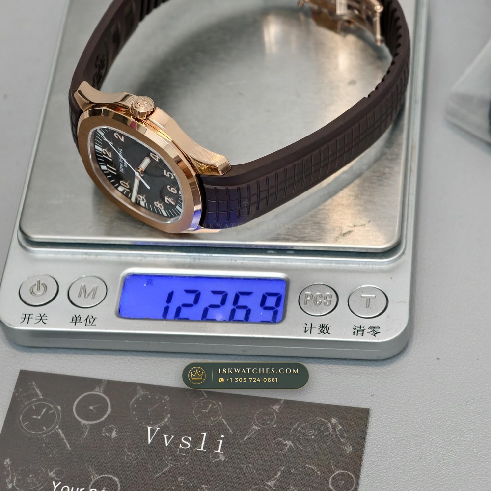 Patek Philippe Aquanaut Extra-Large Self-Winding 18K Rose Gold Hand-Chamfered Bevel Spec Ref. 5167R — Studio Gallery Plate X in 18K Rose Gold Au750 (108.2g Verified Mass, Patek Philippe Cal. 324 S C - 21K Gold Rotor)