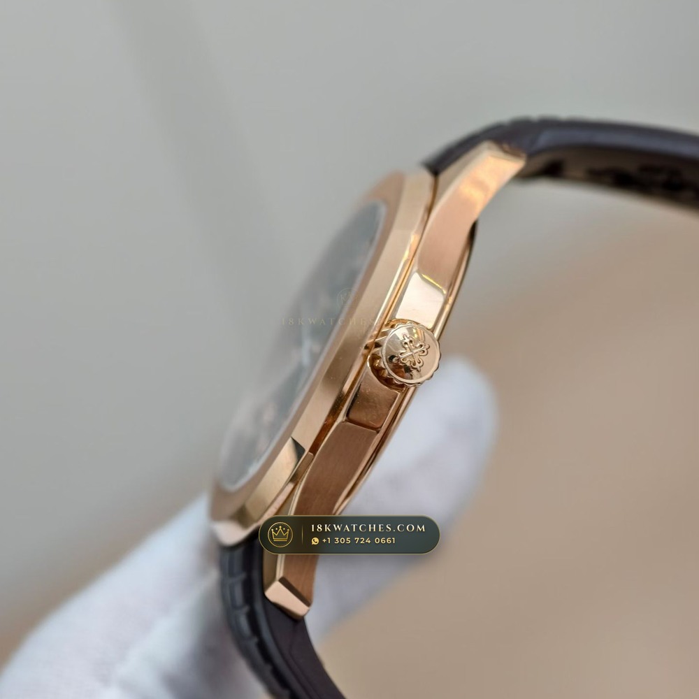 Patek Philippe Aquanaut Extra-Large Self-Winding 18K Rose Gold Sapphire Caseback Spec Ref. 5167R — Studio Gallery Plate IV in 18K Rose Gold Au750 (108.2g Verified Mass, Patek Philippe Cal. 324 S C - 21K Gold Rotor)
