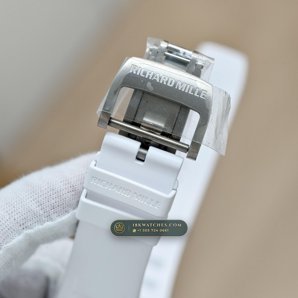 Richard Mille RM 055 Bubba Watson Manual Winding Hand-Chamfered Bevel Spec — Studio Gallery Plate VIII in ATZ White Ceramic & Grade 5 Titanium (66.6g Verified Mass, Richard Mille Cal. RMUL2 Grade 5 Titanium Skeleton)