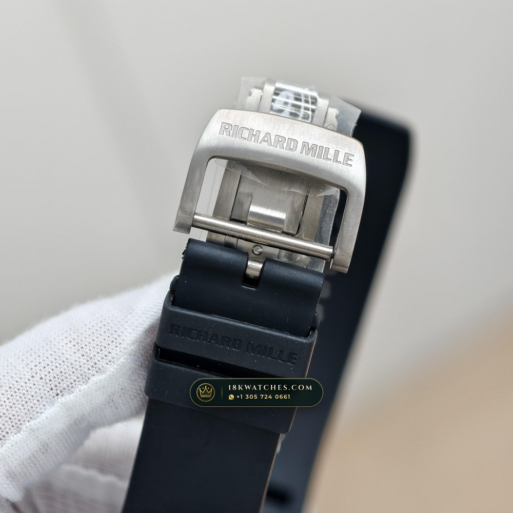 Richard Mille RM 055 Bubba Watson Manual Winding Sapphire Caseback Spec — Studio Gallery Plate VIII in ATZ White Ceramic & Grade 5 Titanium (66.3g Verified Mass, Richard Mille Cal. RMUL2 Grade 5 Titanium Skeleton)