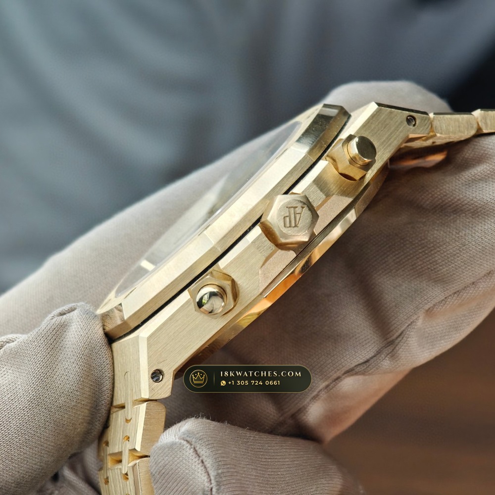 Audemars Piguet Royal Oak Selfwinding Chronograph 41mm 18K Yellow Gold Ref. 26240BA.OO.1320BA.01 — Studio Gallery Plate V in 18K Yellow Gold Au750 (246.0g Verified Mass, Audemars Piguet Cal. 4401 Flyback Chronograph)