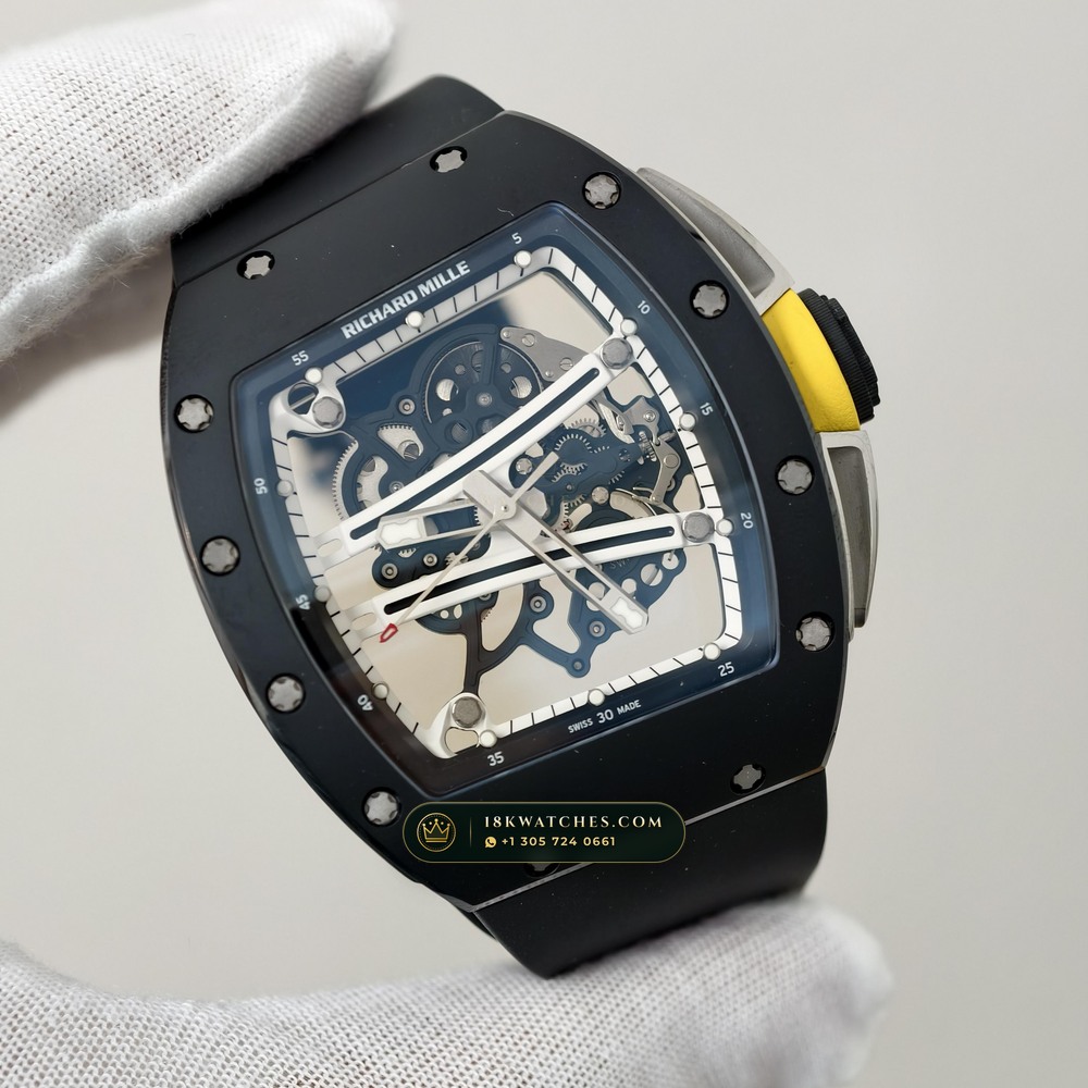 Richard Mille RM 61-01 Yohan Blake Asymmetric Sapphire Caseback Spec — Studio Gallery Plate III in Carbon TPT & Grade 5 Titanium (55.4g Verified Mass, Richard Mille Cal. RMUL2 Free-Sprung Skeleton)