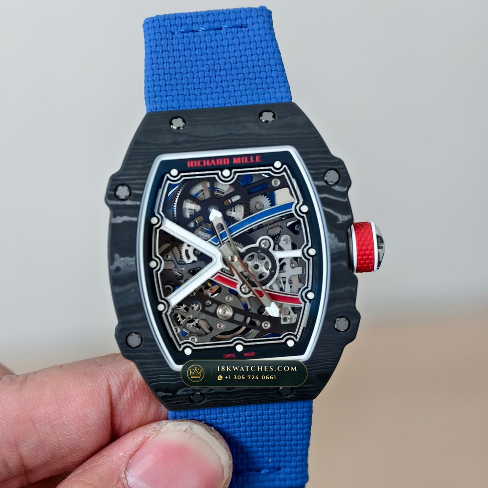 Richard Mille RM 67-02 Automatic Extra-Flat Sebastien Ogier Carbon TPT Sapphire Caseback Spec — Studio Gallery Plate II in Carbon TPT & Grade 5 Titanium (33.4g Verified Mass, Richard Mille Cal. CRMA7 Skeletonized Titanium)