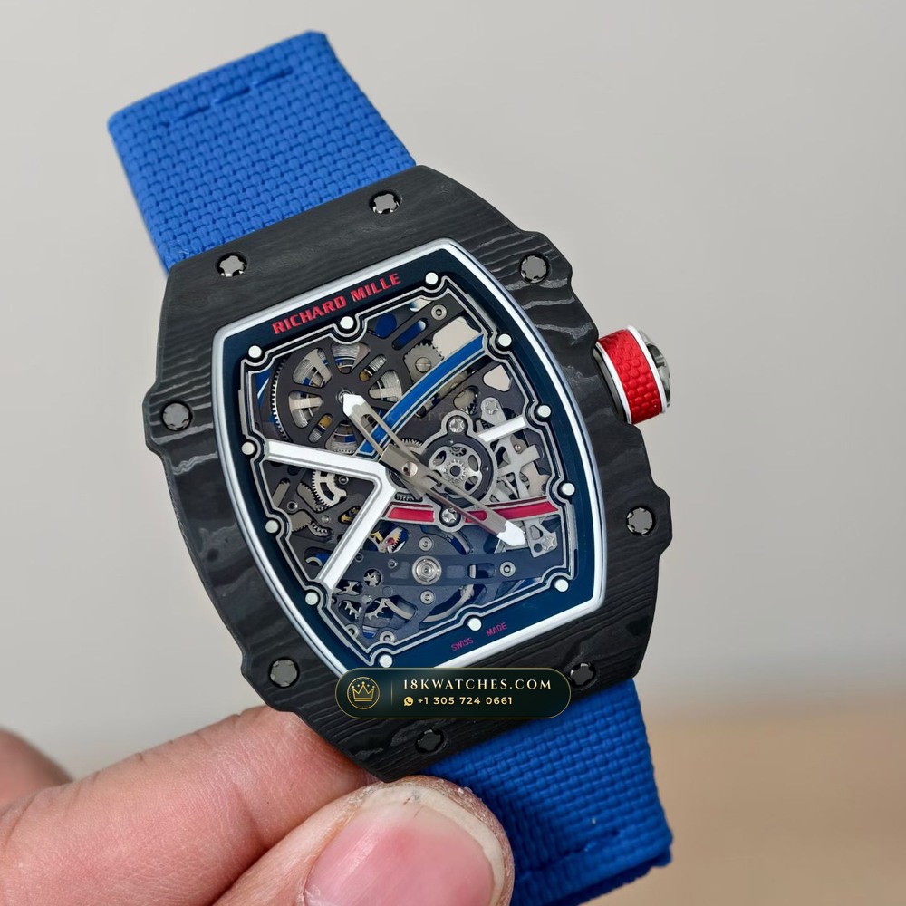 Richard Mille RM 67-02 Automatic Extra-Flat Sebastien Ogier Carbon TPT Sapphire Caseback Spec — Studio Gallery Plate III in Carbon TPT & Grade 5 Titanium (33.4g Verified Mass, Richard Mille Cal. CRMA7 Skeletonized Titanium)