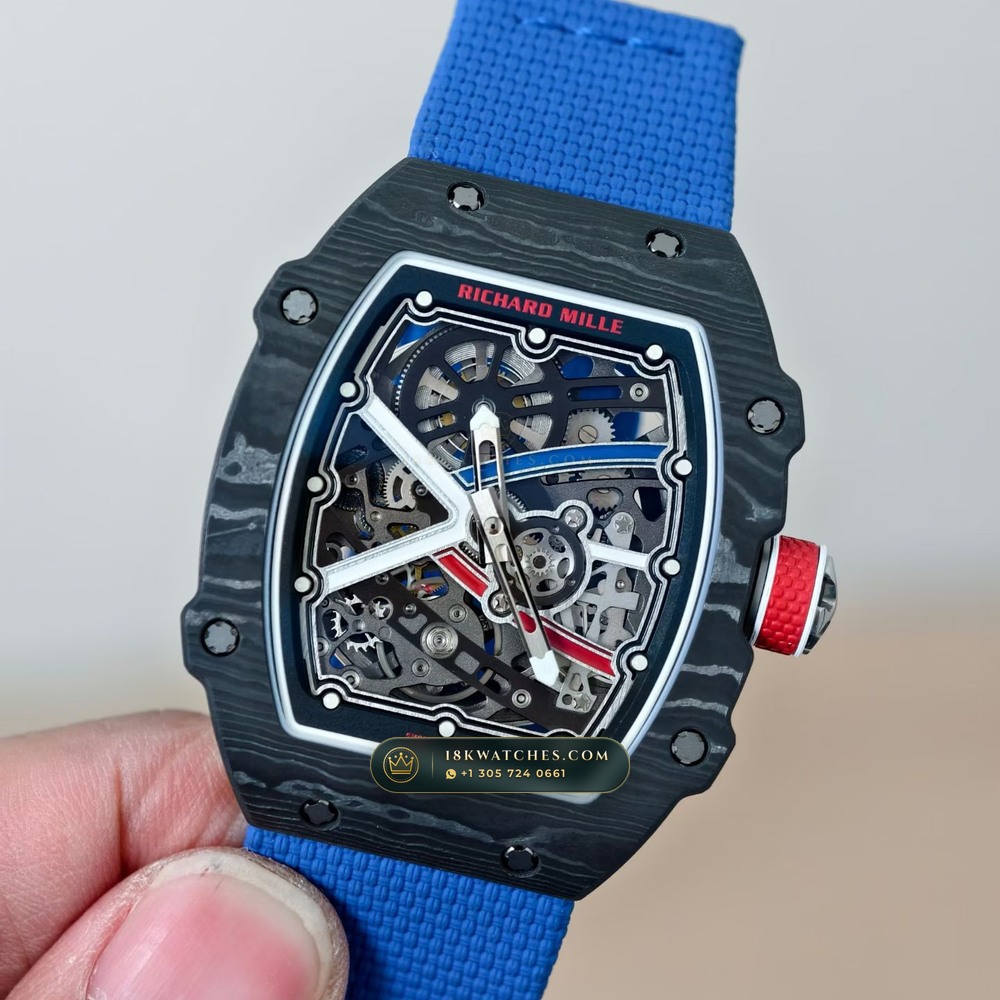 Richard Mille RM 67-02 Automatic Extra-Flat Sebastien Ogier Carbon TPT Sapphire Caseback Spec — Studio Gallery Plate IV in Carbon TPT & Grade 5 Titanium (33.4g Verified Mass, Richard Mille Cal. CRMA7 Skeletonized Titanium)