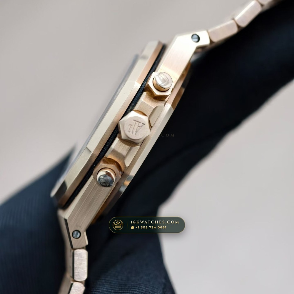 Audemars Piguet Royal Oak Selfwinding Chronograph 41mm 18K Rose Gold Ref. 26331OR — Studio Gallery Plate V in 18K Rose Gold Au750 (246.2g Verified Mass, Audemars Piguet Cal. 2385 Column-Wheel Chronograph)