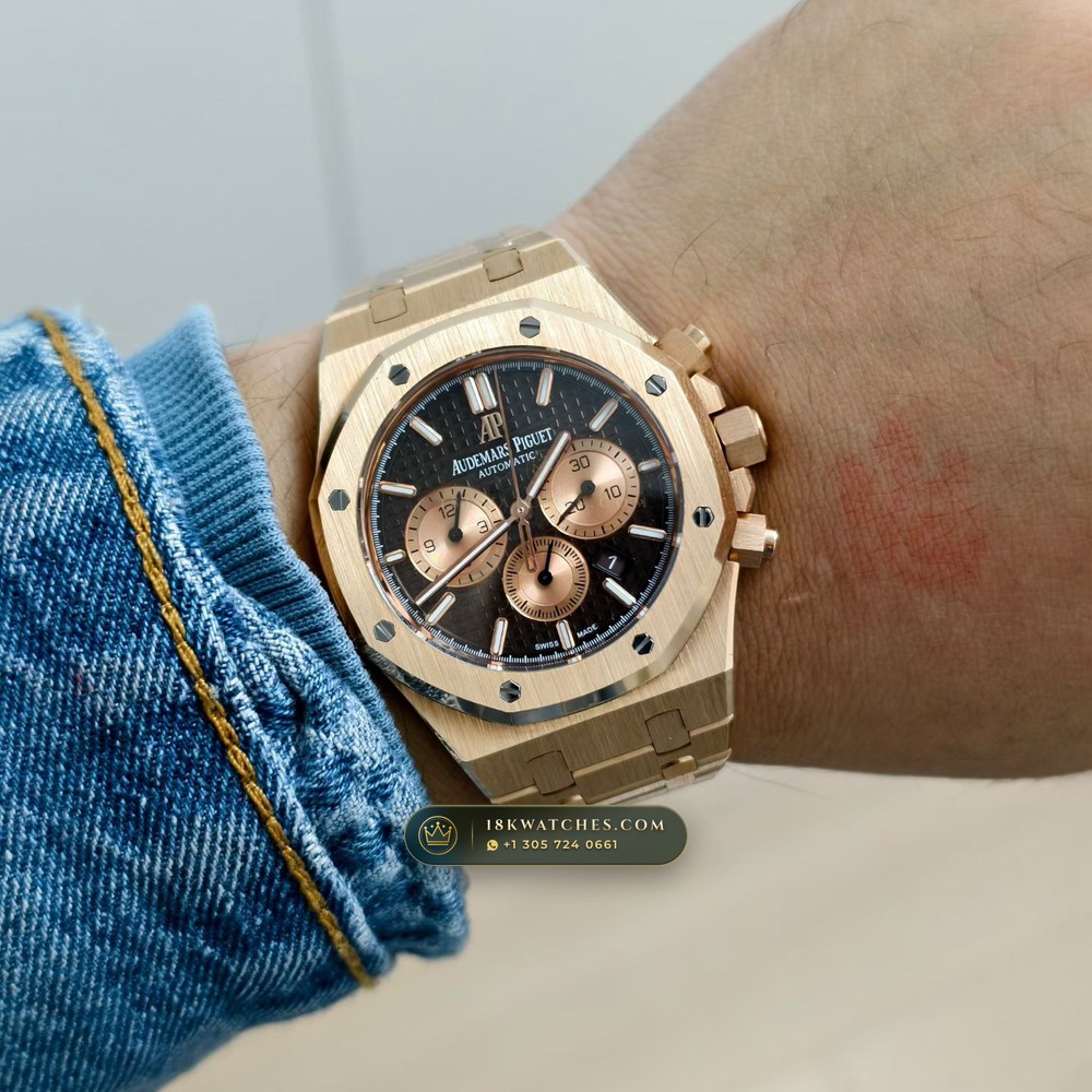 Audemars Piguet Royal Oak Selfwinding Chronograph 41mm 18K Rose Gold Ref. 26331OR — Studio Gallery Plate VIII in 18K Rose Gold Au750 (246.2g Verified Mass, Audemars Piguet Cal. 2385 Column-Wheel Chronograph)