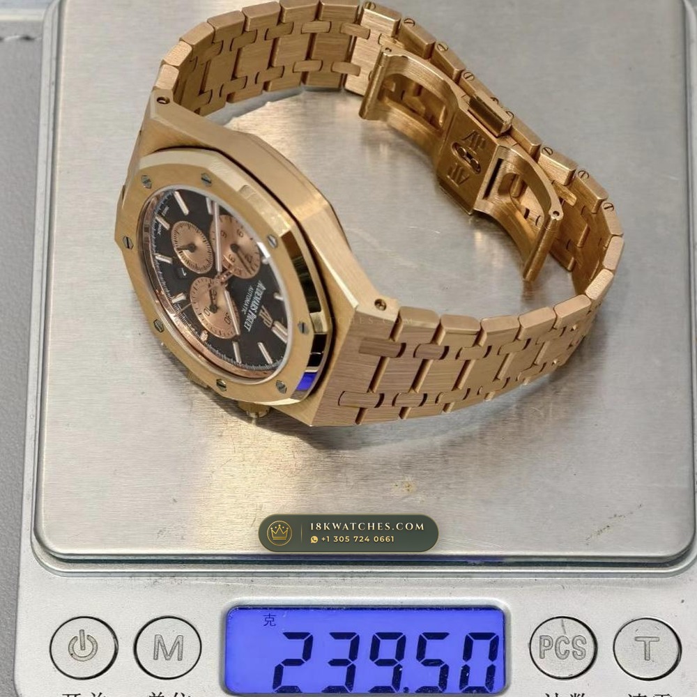 Audemars Piguet Royal Oak Selfwinding Chronograph 41mm 18K Rose Gold Ref. 26331OR — Studio Gallery Plate IX in 18K Rose Gold Au750 (246.2g Verified Mass, Audemars Piguet Cal. 2385 Column-Wheel Chronograph)