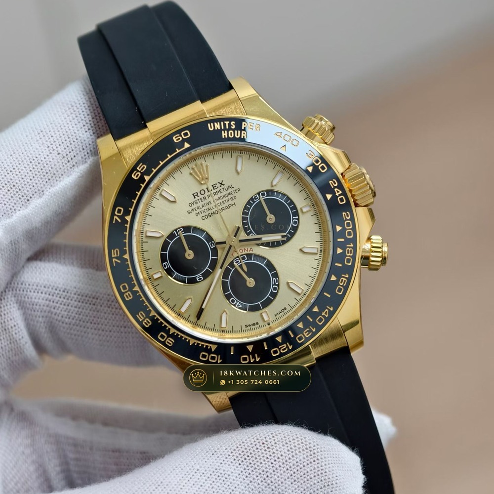 Rolex Cosmograph Daytona 18K Yellow Gold Ref. 126518 — Studio Gallery Plate II in 18K Yellow Gold Au750 (160.7g Verified Mass, Rolex Manufacture Cal. 4131 - 72h Power Reserve)