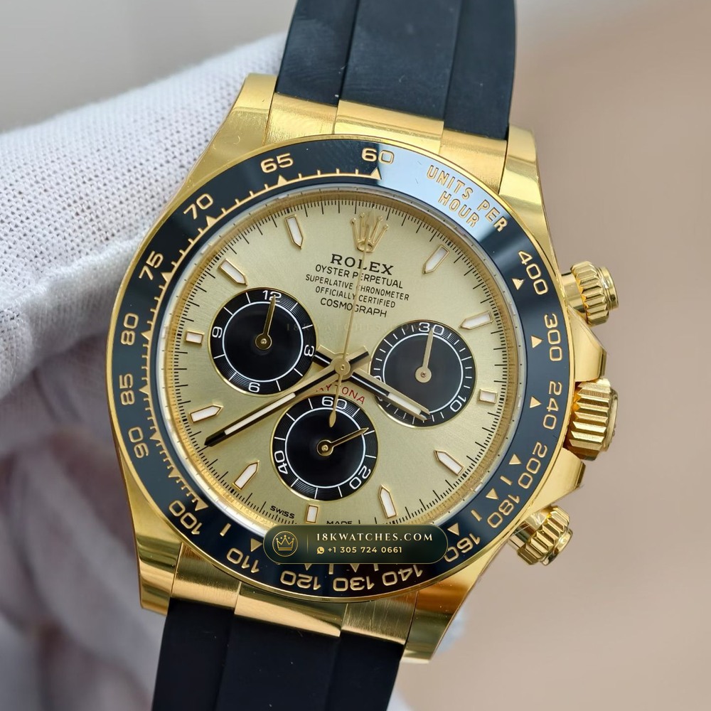 Rolex Cosmograph Daytona 18K Yellow Gold Ref. 126518 — Studio Gallery Plate III in 18K Yellow Gold Au750 (160.7g Verified Mass, Rolex Manufacture Cal. 4131 - 72h Power Reserve)