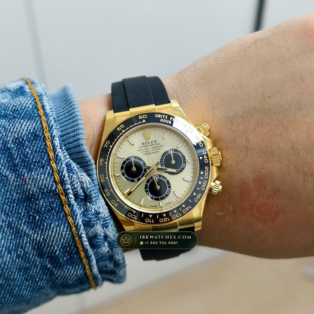 Rolex Cosmograph Daytona 18K Yellow Gold Ref. 126518 — Studio Gallery Plate VII in 18K Yellow Gold Au750 (160.7g Verified Mass, Rolex Manufacture Cal. 4131 - 72h Power Reserve)