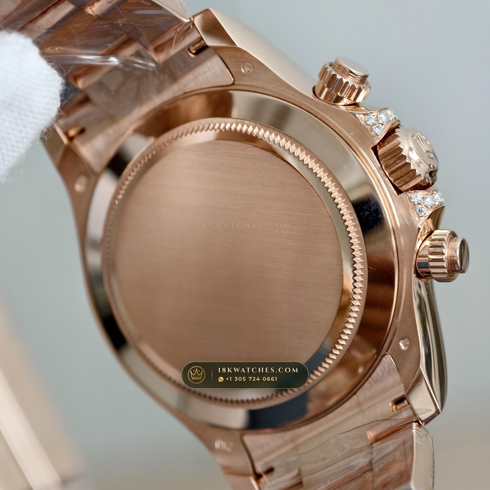 Rolex Cosmograph Daytona Rainbow Sapphire Bezel 18K Everose Gold Custom SW Dial Deep Crystal Optics Ref. 116595RBOW — Studio Gallery Plate VII in 18K Rose Gold Au750 (216.6g Verified Mass, Rolex Manufacture Cal. 4130 - 72h Power Reserve)