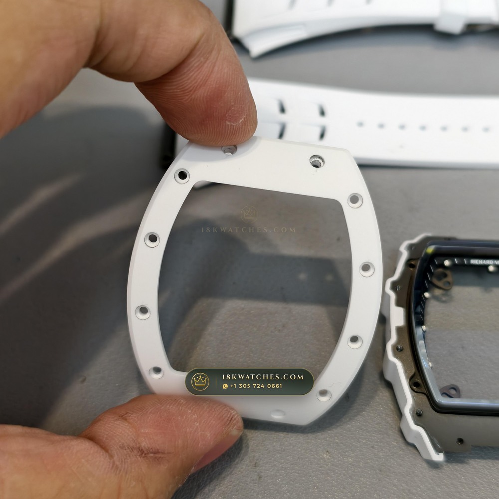 Richard Mille RM 055 Bubba Watson Manual Winding Master Watchmaker Spec — Studio Gallery Plate II in ATZ White Ceramic & Grade 5 Titanium (66.9g Verified Mass, Richard Mille Cal. RMUL2 Grade 5 Titanium Skeleton)