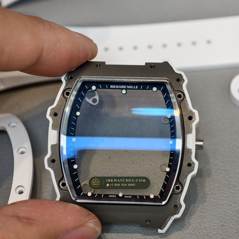 Richard Mille RM 055 Bubba Watson Manual Winding Master Watchmaker Spec — Studio Gallery Plate III in ATZ White Ceramic & Grade 5 Titanium (66.9g Verified Mass, Richard Mille Cal. RMUL2 Grade 5 Titanium Skeleton)